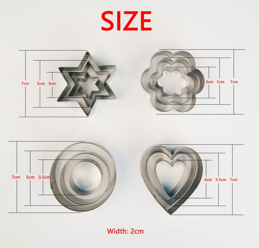 12 pcs, stainless steel cookie cutter