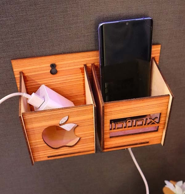 Wall Mounted Wooden Mobile Charging Holder