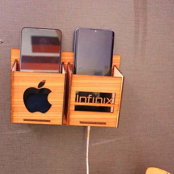 Wall Mounted Wooden Mobile Charging Holder