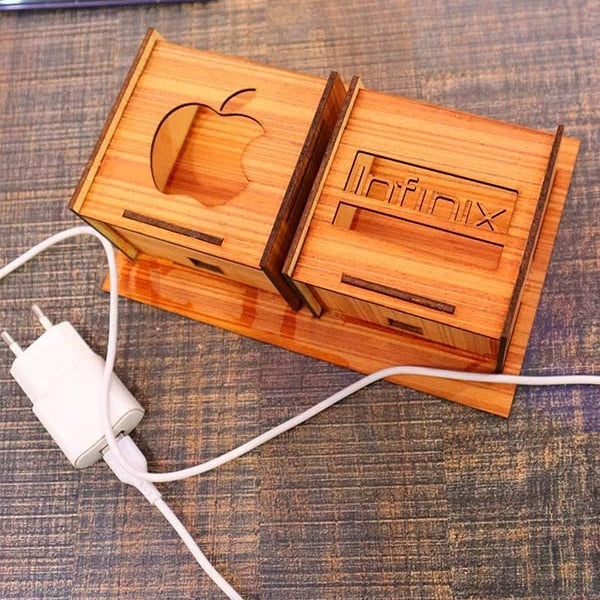 Wall Mounted Wooden Mobile Charging Holder