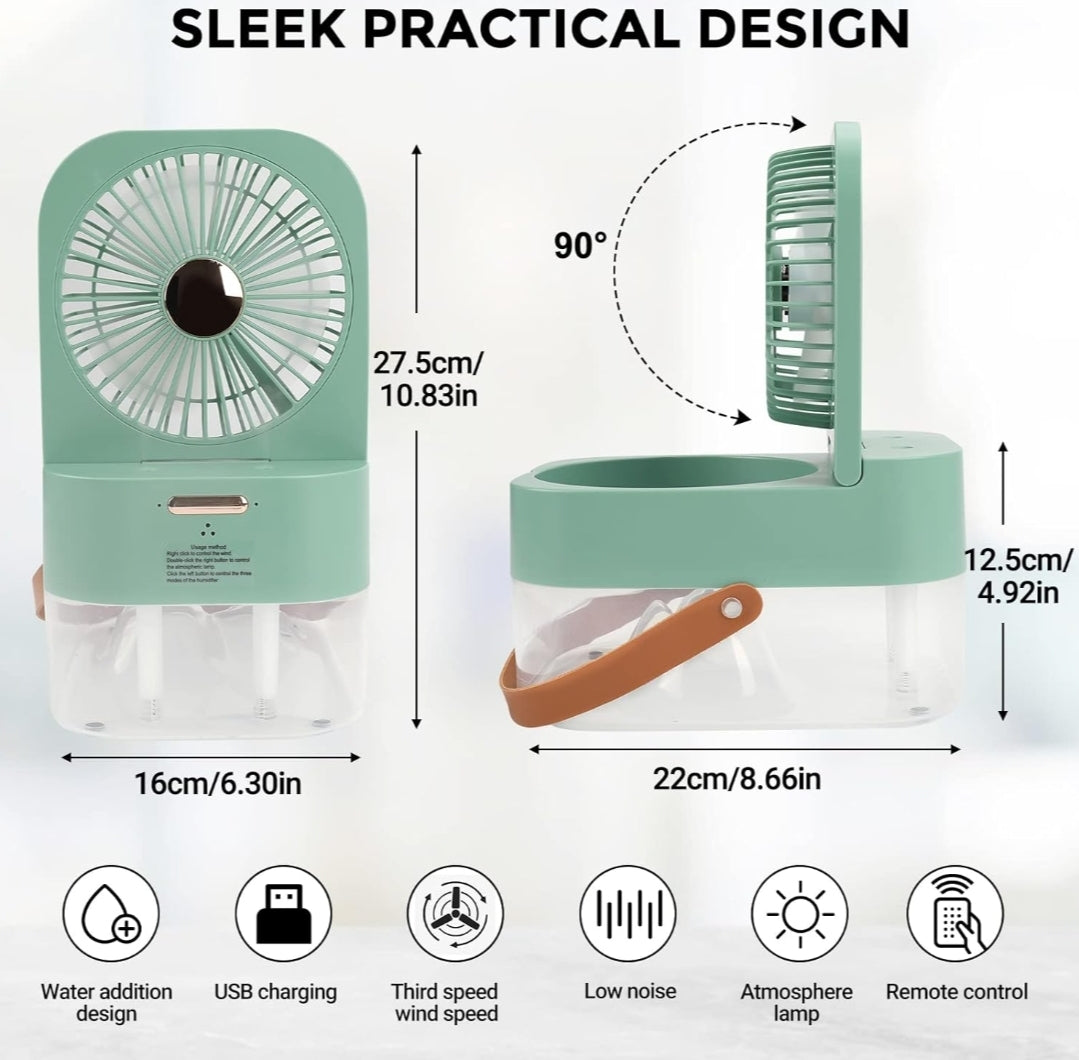 Mini Fan with Cool Mist, Portable Air Cooler